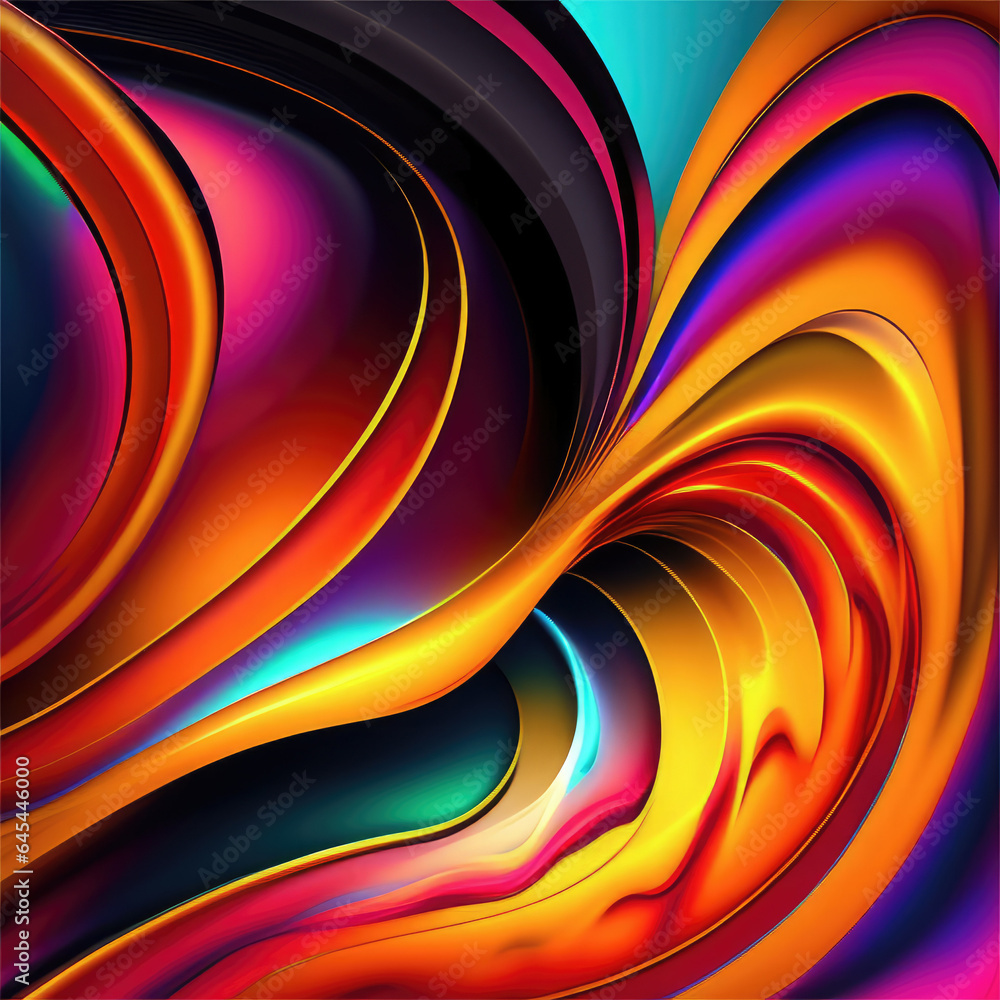 Poster vibrant and dark colored, futuristic technology concept abstract smooth and sot wavy curvy lines bac