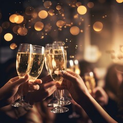 People Holding Glasses of Champagne, Celebrating Reveillon
