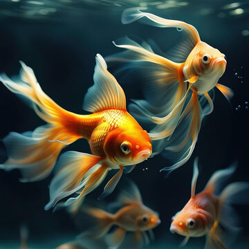 goldfish in aquarium - Created with Generative AI Technology