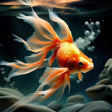 goldfish in aquarium - Created with Generative AI Technology
