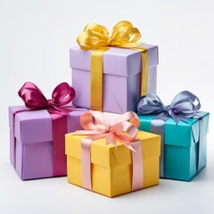 Assortment of Colorful Gift Boxes with Bows