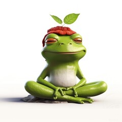 Obraz premium Illustration of green frog 3d with yoga pose