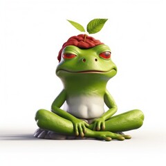 Fototapeta premium Illustration of green frog 3d with yoga pose