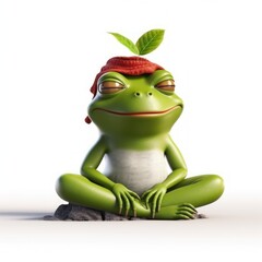 Fototapeta premium Illustration of green frog 3d with yoga pose