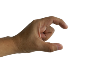 Man's hand isolated on white background with clipping path, abstract sign concept. 