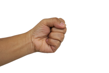 Man's hand to symbol on white background with clipping path, abstract sign concept. 