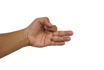 Man's hand to symbol isolated on white background with clipping path, abstract sign concept. 