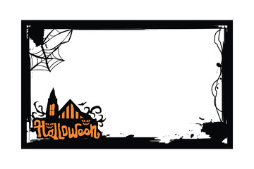Halloween frame art or border template with spider web grungy vector
