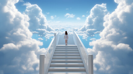 Stairway leading to the sky, concept of spirituality and ascension.