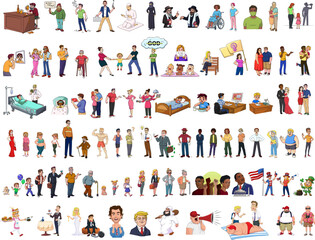 Fototapeta na wymiar Cartoon vector illustration of a PEOPLE mega collection