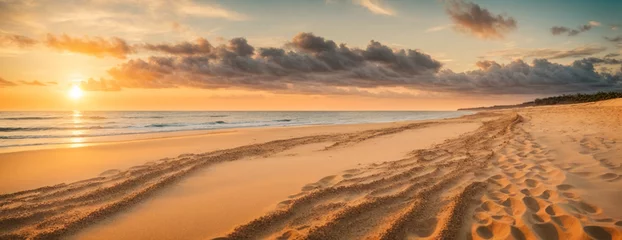 Fototapeten Closeup sea sand beach. Inspire tropical beach seascape horizon. Vacation travel holiday banner. Panoramic beach landscape.  © @uniturehd