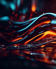 Vibrant and dark colored, futuristic technology concept abstract smooth and sot wavy curvy lines background, banner design. - 645450095