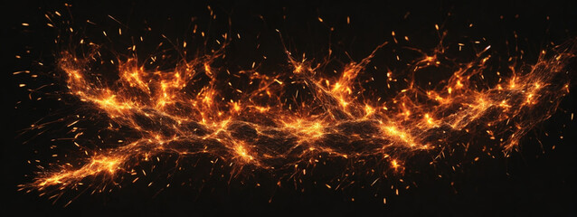 Fototapeta na wymiar Detail of fire sparks isolated on black background