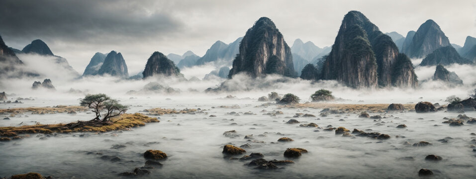 Chinese ink and water landscape painting