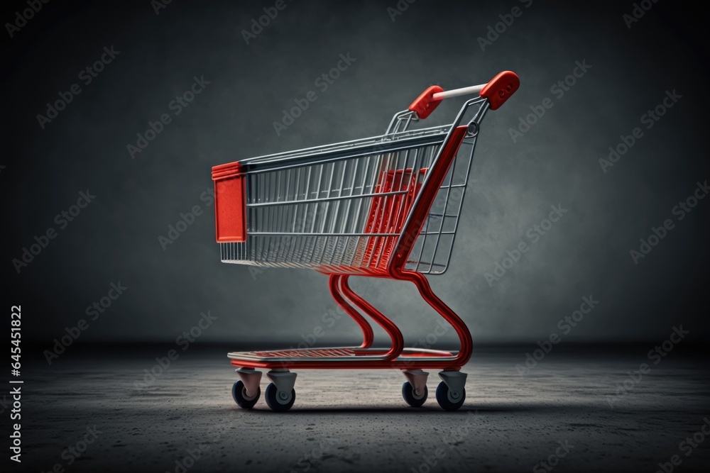 Aufkleber shopping cart on dark background with empty space for text