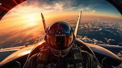 filming the view from the cockpit through the visor of a fighter jet's helmet. world of aviation, emphasizing the precision and skill required to fly fighter jets.