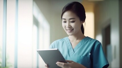 Smiling portrait of ethnic female nurse doctor or medical student