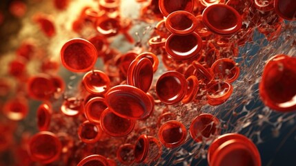 intricate beauty of red blood cells in stunning detail. microscopic world of human biology