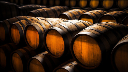 Wooden Oak Keg Barrels stacking tall Tequila Wine Whisky alcohol liquor distillery