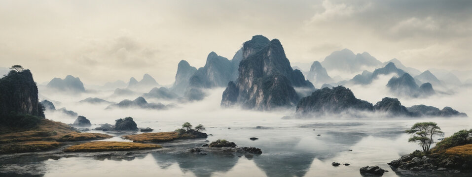 Chinese ink and water landscape painting