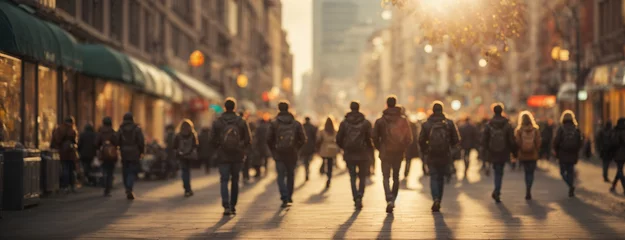 Photo sur Plexiglas Etats Unis Anonymous crowd of people walking on city street