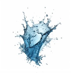 blue water splash isolated on white background with clipping path and full depth of field