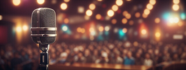 Retro microphone on stage