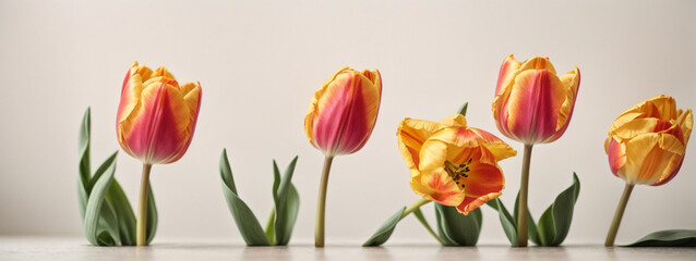 Fototapeta premium Spring tulip flowers in a row