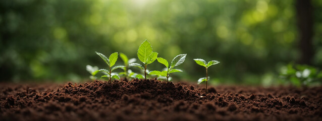 Growth Trees concept Coffee bean seedlings nature background Beautiful green