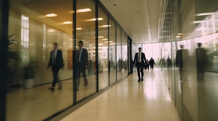 business people running away in conference room of office building