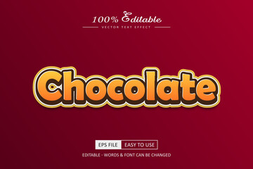 Chocolate 3d editable text effect food vector design 
