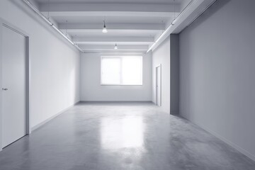 Fototapeta premium An empty room with a door and a window