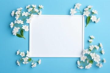 White empty photo frame with flower