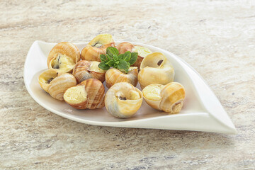 Delicous baked snail with butter - Escargot