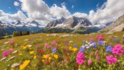  colorful wildflowers and meadows at springtime, Lower Engadin