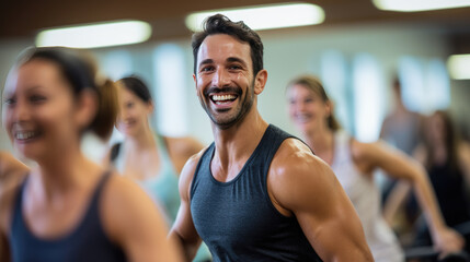 Fototapeta premium Portrait of athletic man in a gym