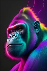 neon style picturesque gorilla image