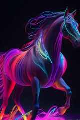neon style picturesque horse image - obrazy, fototapety, plakaty