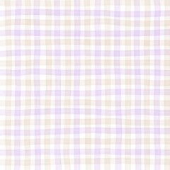 Purple Beige Gingham Check Hand Drawn Background