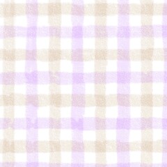 Purple Beige Gingham Check Hand Drawn Background