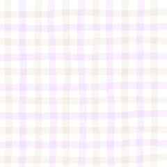 Purple Beige Gingham Check Hand Drawn Background