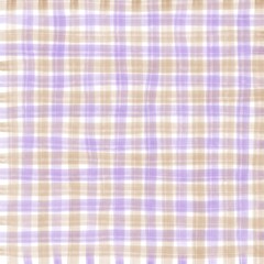 Purple Beige Gingham Check Hand Drawn Background