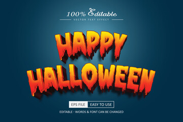 Happy Halloween Text Effect, Halloween And Cartoon Text Style 