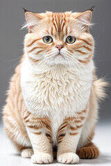 Obraz premium Portrait of a silver tabby british shorthair cat looking at the camera isolated on a white background