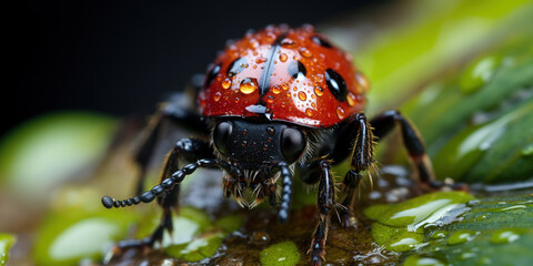 macro shot of extreme close-up ladybug