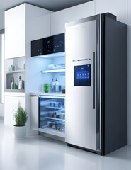 Future refrigerator isolated on white