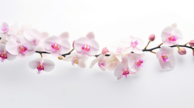 Gentle beautiful orchid isolated on white. AI Generative.