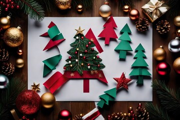 Christmas tree and decorations Generated Ai