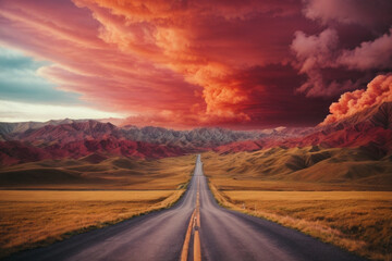 Fototapeta premium mage related to unexplored road journeys and adventures.Road through the scenic landscape