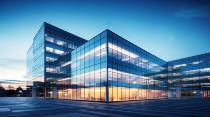 Fototapeta premium captivating image of a modern office building with a sleek glass facade that epitomizes contemporary architecture.